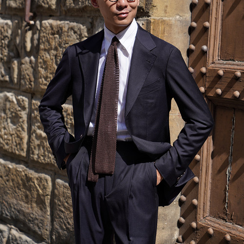 CM那不勒斯皇后意大利Drago Vantage130支深藏青斜纹套装407