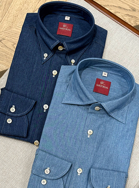 CM那不勒斯皇后原色/水洗牛仔三步手工新疆棉柔软定制衬衫12/11