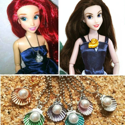 女孩玩具芭芘娃娃配件首饰美人鱼爱丽儿凡妮莎海螺贝壳珍珠项链