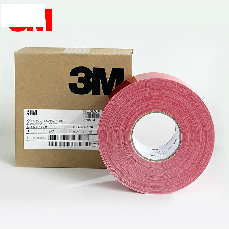 3M 983-72ES 欧标钻石红色反光条车身反光安全警示标识53.5mm*50m