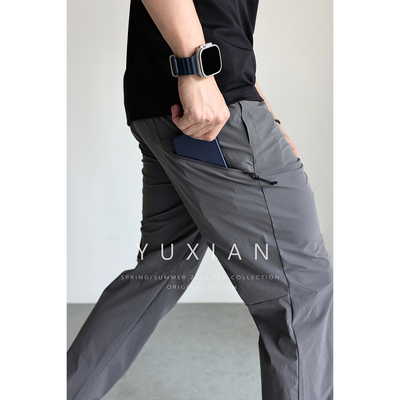 YUXIAN轻薄抗皱运动弹力直筒长裤