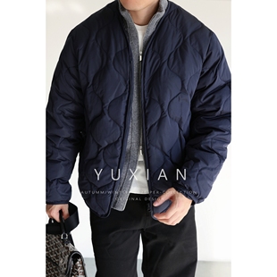 【新国标90白鸭绒】轻量级菱格绗缝羽绒服保暖无领休闲外套冬季男