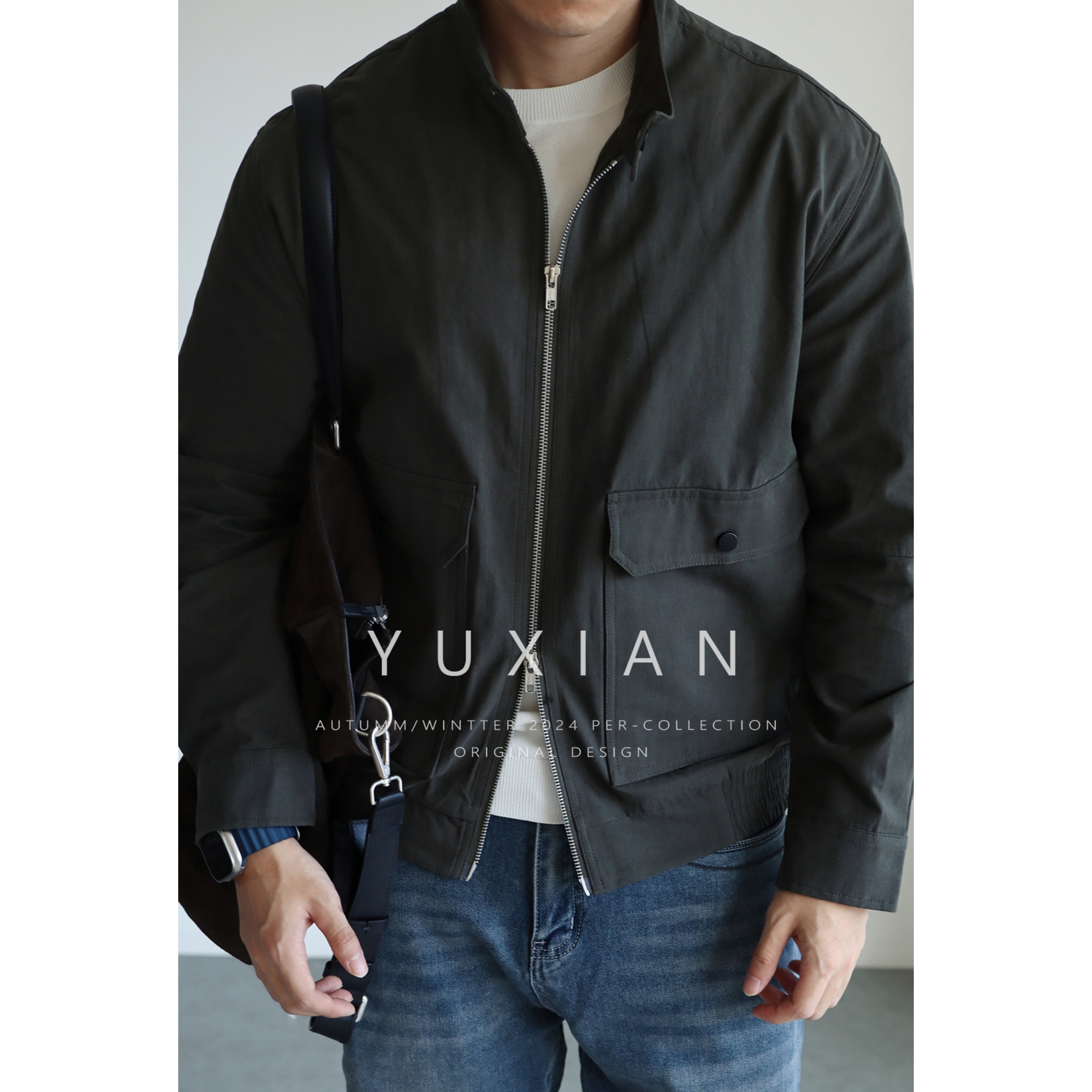 YUXIAN立领春秋水洗全棉G9夹克