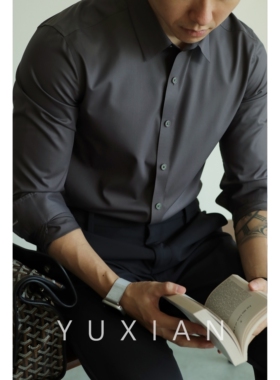 YUXIAN三防无痕竹纤维长袖衬衫休闲商务正装舒适修身抗皱四季款男