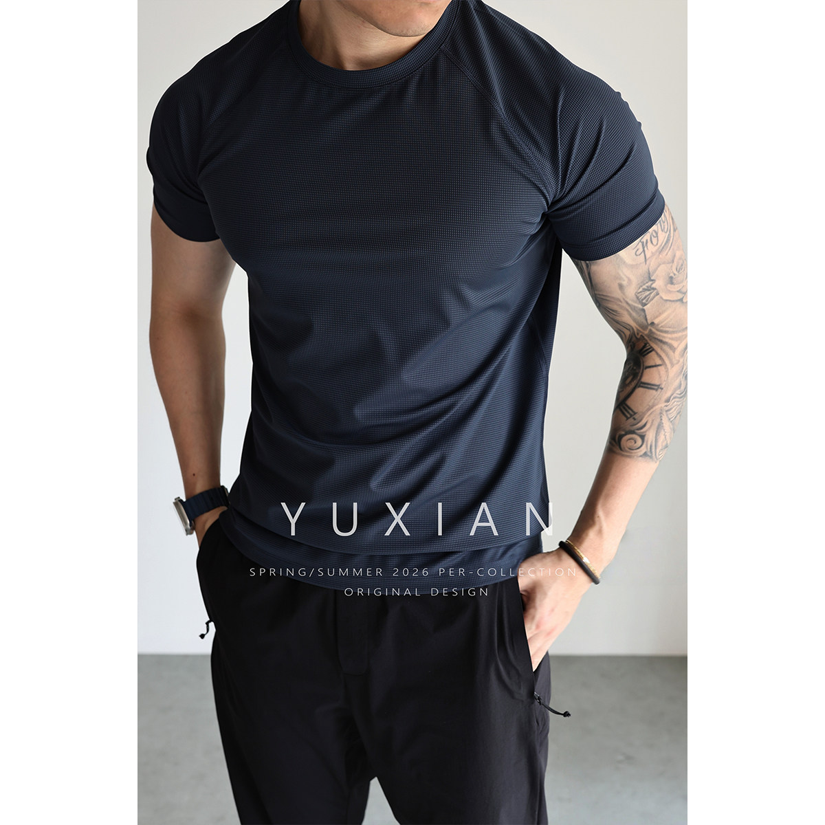 YUXIAN轻量凉感速干运动弹力T恤图片