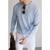 轻盈亚麻SUPIMA匹马棉混纺透气针织长袖 可机洗亚麻 休闲春夏季