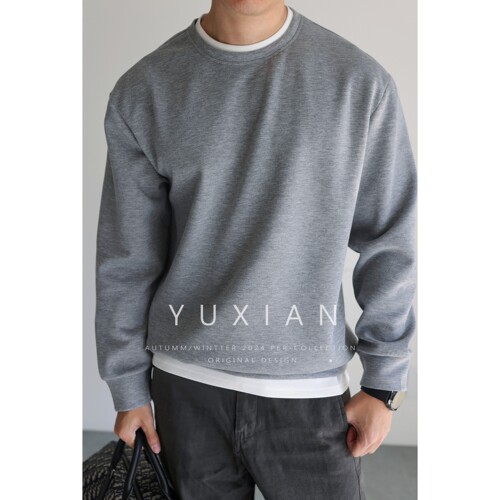 YUXIAN日系纯色太空棉假两件长袖