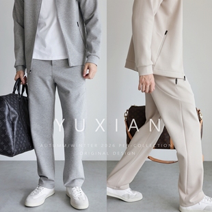 抗皱高弹休闲卫裤 棉质运动风直筒垂感长裤 压空气感 秋冬季 零