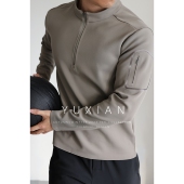 秋冬季 长袖 都市运动系列 3D立裁压胶口袋立领运动通勤户外男士