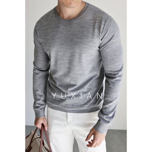 毛衣打底圆领秋冬 超细100%美利奴羊毛针织长袖 可机洗澳洲羊毛