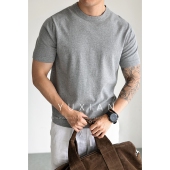 休闲商务T恤纯色修身 圆领棉质针织短袖 弹力春夏男 经典 YUXIAN美式