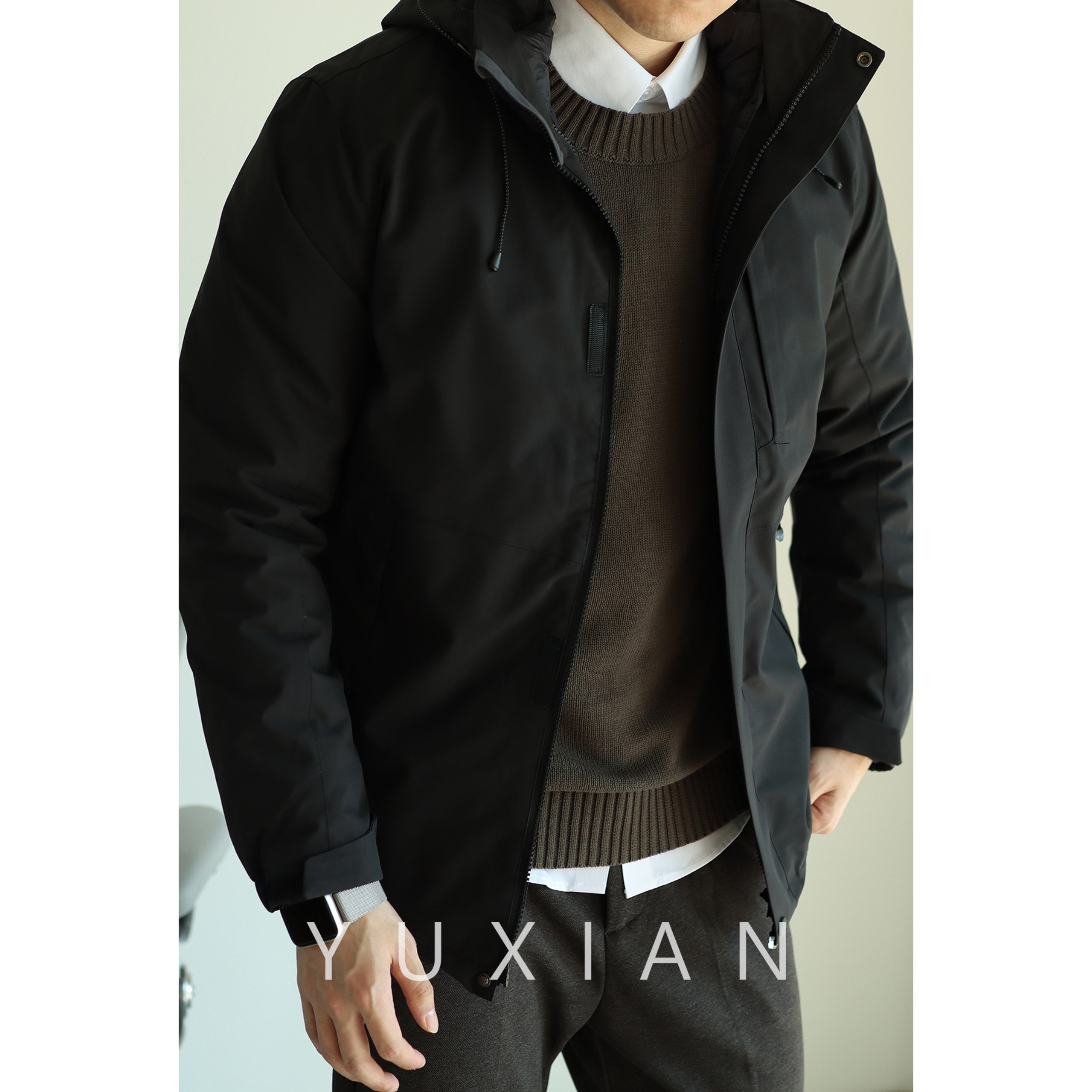 余闲日系可拆卸鸭绒羽绒服