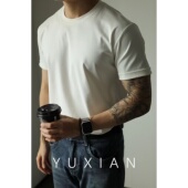 YUXIAN余闲春夏新款 澳棉短袖 男T恤纯色柔顺男轻熟打底圆领轻商务