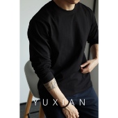 YUXIAN余闲高品质长绒棉基础内搭230圆领长袖 打底新疆棉秋冬重磅