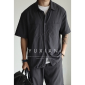 YUXIAN速干轻盈肌理感短袖 春夏 薄款 垂感衬衫 日系宽松透气凉感男士