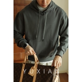 日系套头连帽卫衣宽松棉质休闲纯色外套男士 细腻长绒棉 春秋季