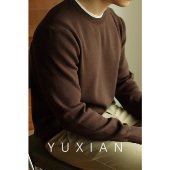 YUXIAN余闲秋冬纯棉弹力圆领毛衣针织衫 长袖 纯色休闲罗纹男女情侣