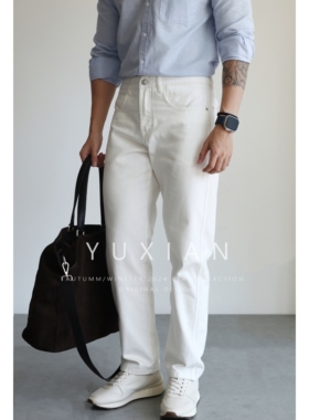 YUXIAN美式纯棉丹宁牛仔裤复古直筒男士休闲商务通勤长裤四季款