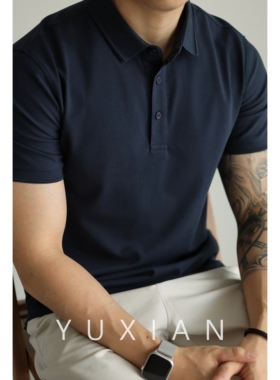 YUXIAN高端5A抑菌面料冰感50支珠地Polo短袖T恤男士翻领休闲商务