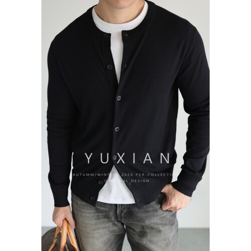 YUXIAN羊毛桑蚕丝针织开衫早春秋