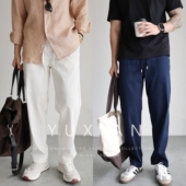 YUXIAN醋酸混纺凉感透气弹力抗皱抽生直筒纯色休闲商务长裤 男春夏