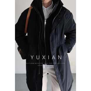 【高暖90白鸭绒】立领假两件风衣派克羽绒服厚外套休闲商务男冬季