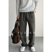 重磅100%亚麻 老钱意式 抽绳宽松亚麻休闲裤 松紧长裤 休闲男秋季
