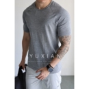 YUXIAN运动无缝提花短袖速干透气排汗弹力健身网眼户外圆领T恤男