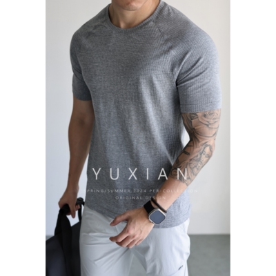 YUXIAN运动无缝提花速干透气短袖