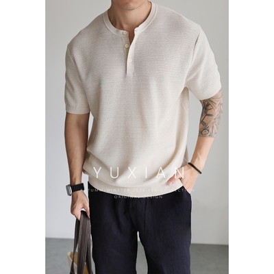 【天丝亚麻】舒爽透气针织短袖男