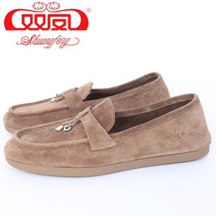 【买1赠5】双凤皮鞋2025秋季新款复古百搭翻毛皮羊皮女鞋62A-5218