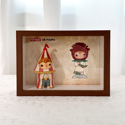 木质中空7.5cm立体相框小野手办盲盒泡泡玛特收藏展示收纳框摆件