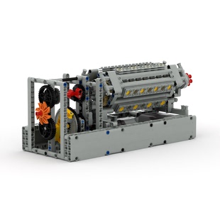 小小工程师国产积木小颗粒科技机械动力模型V42发动机MOC拼装套装