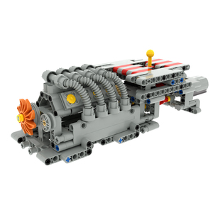 小小工程师国产积木科技模型带倒档6档变速箱超级V8发动机拼装MOC