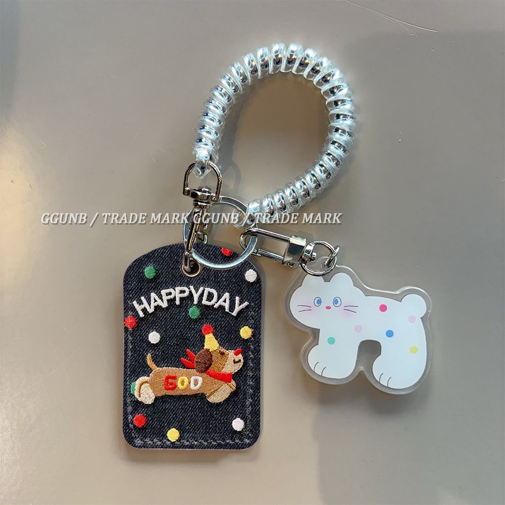 小区公交钥匙扣可爱波点奔跑