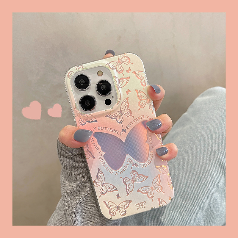 日韩ins渐变镭射镂空蝴蝶适用opporeno8pro手机壳7pro/7se简约reno6/5/4/3全包r17/r15硅胶软壳k9小众a11x女