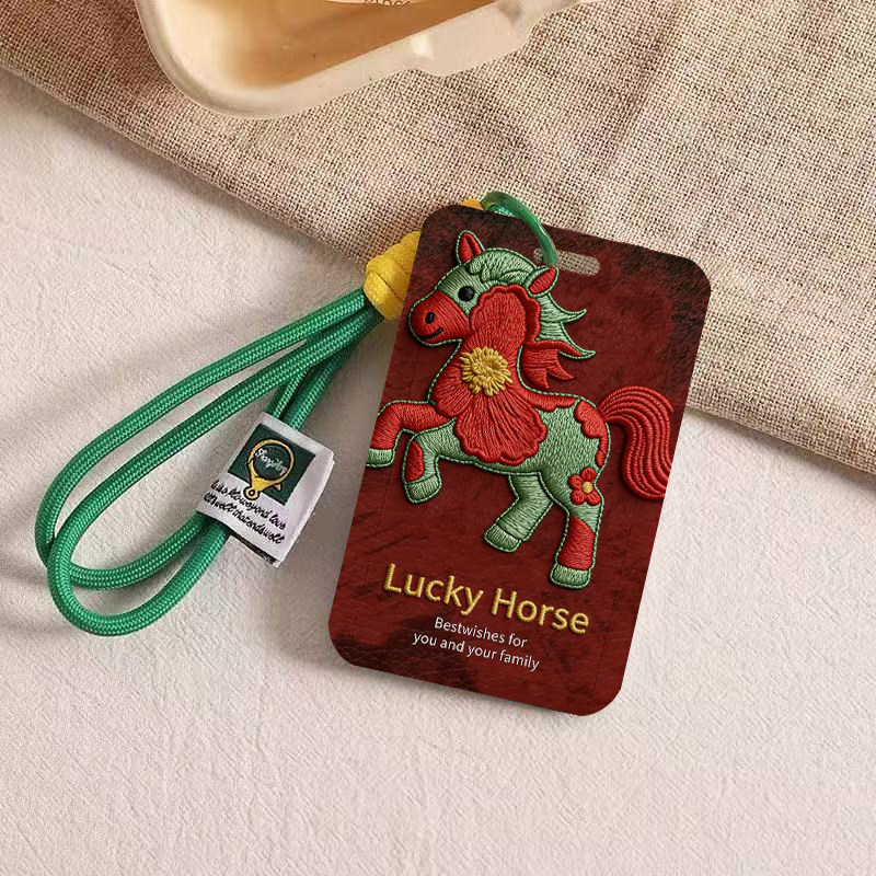 幸运花朵骏马仿刺绣卡通学生卡套饭卡公交地铁门禁胸工作牌证件保