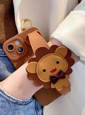 潮牌卡其色狮子腕带适用小米13pro手机壳k60秋冬款k50可背带k40斜挎挂绳11/12/10s卡通note12高级感11e创意10