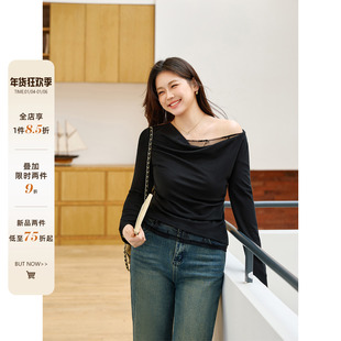 韩系蕾丝拼接显瘦长袖 一件85折满2件75折 T恤 6新品 潘不卷