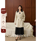 杏色皮领中长款 潘不卷 风衣外套 10新品 一件85折满2件75折