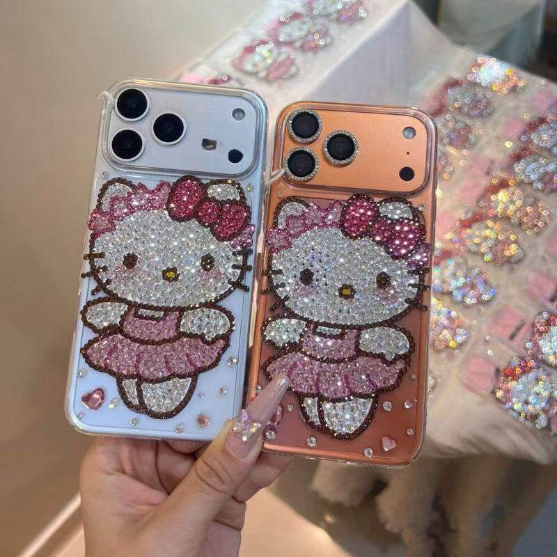 芭蕾kitty爱心水钻透明手机壳