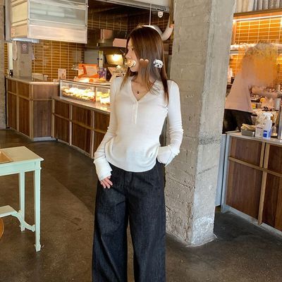 设计感V领小众收腰针织衫女秋冬款新款时尚高级修身显瘦打底上衣