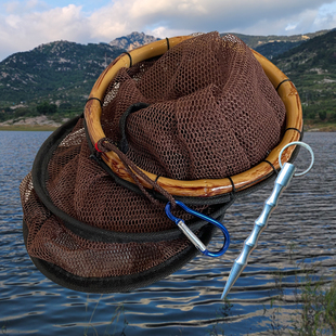新款溪流鱼护挂腰鱼护路亚走钓渔护加厚竹鞭鱼护速干防臭装鱼网袋