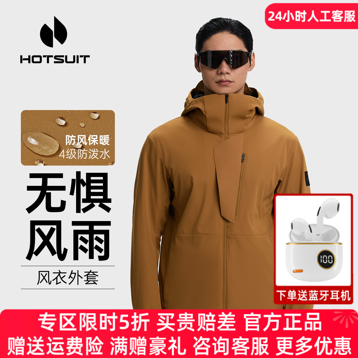 hotsuit后秀运动风衣男加绒加厚