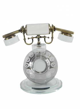 现代复古水晶玻璃电话摆件样板间