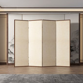 米白定制简约实木折叠移动屏风隔断墙背景墙遮挡会客厅办公室餐厅