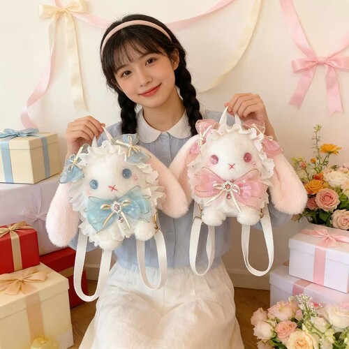 可爱儿童包包2026新款毛茸茸小兔子双肩斜挎包小女孩生日礼物包