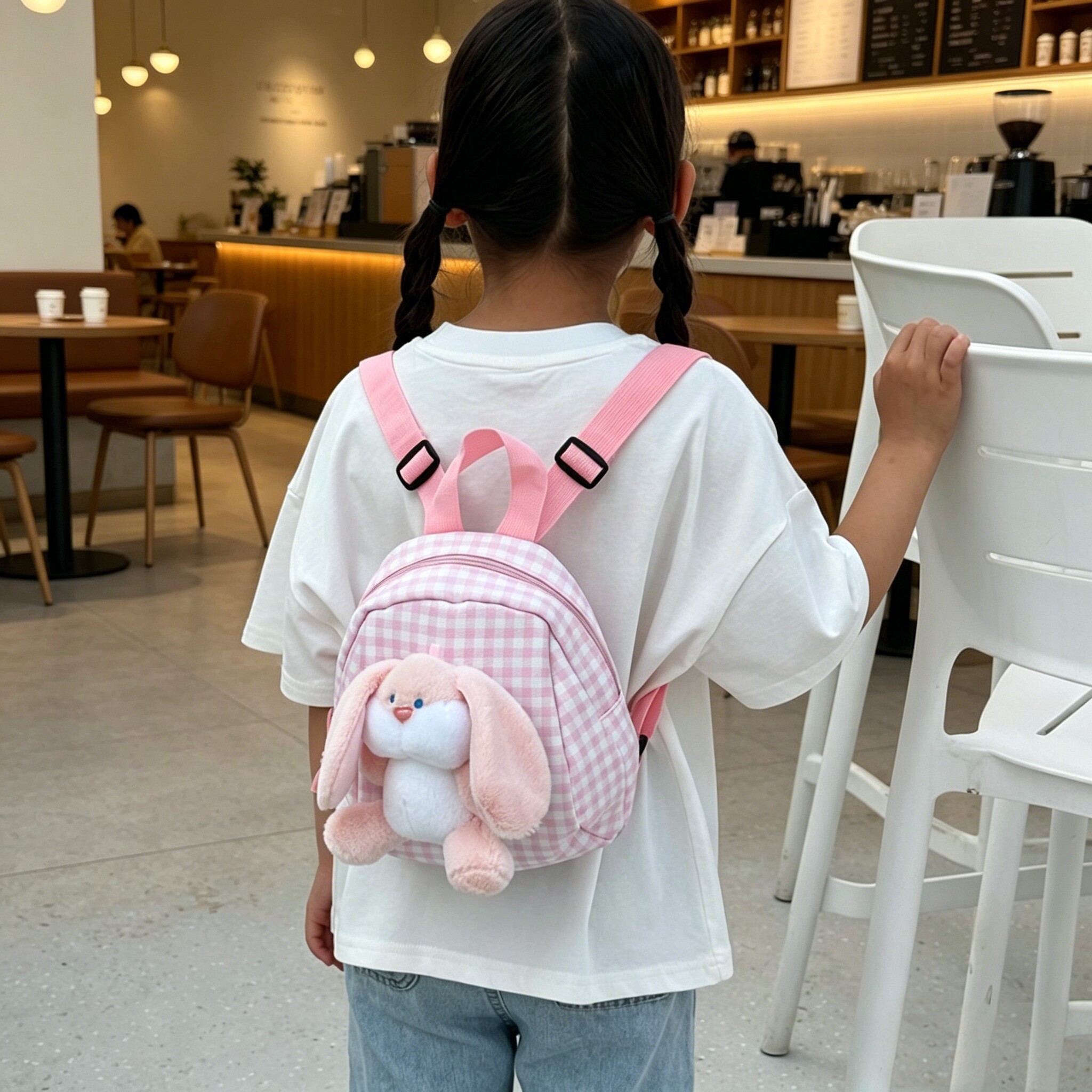 幼儿园儿童小背包可爱卡通女童宝宝毛绒兔子双肩包女孩迷你小书包