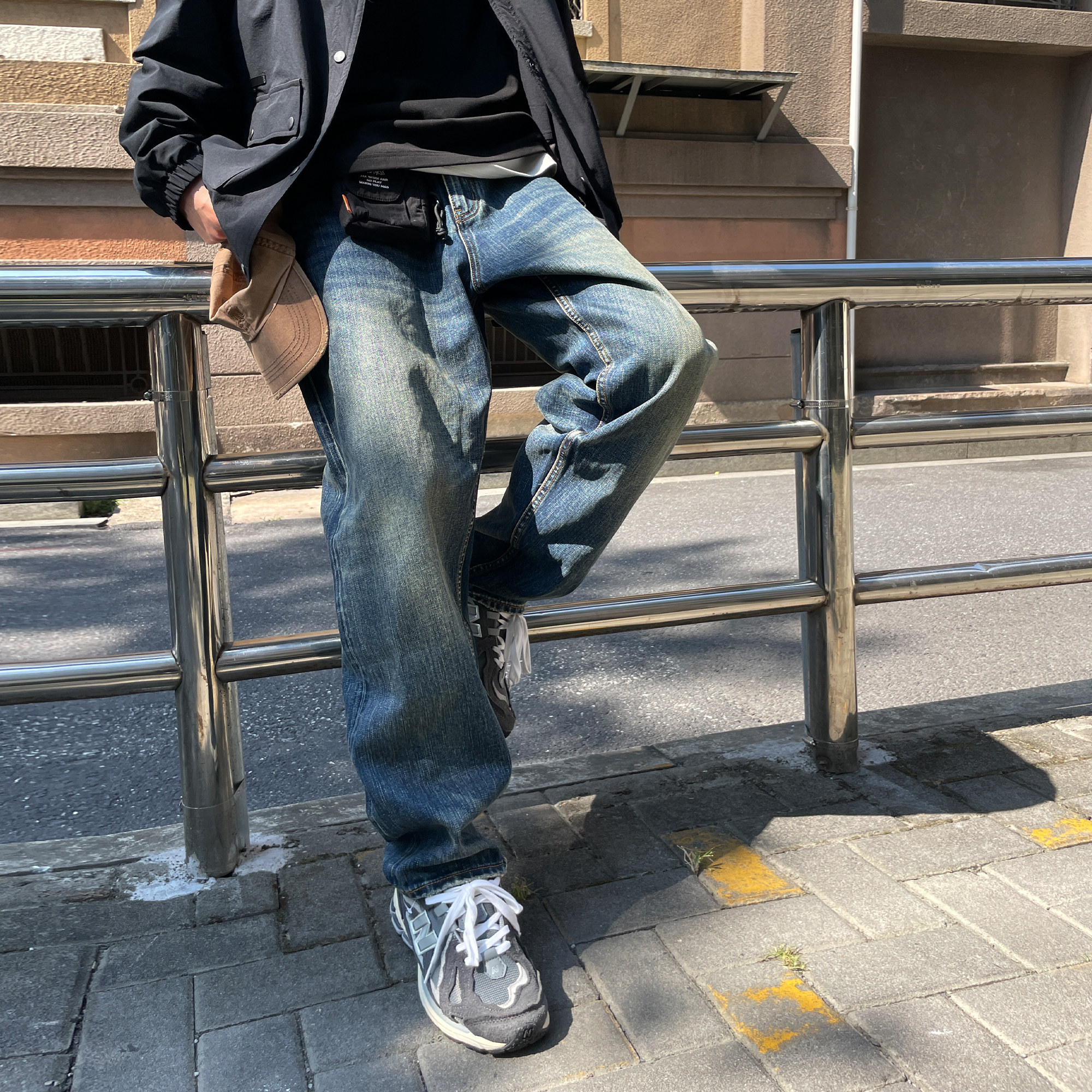 shortfuse复古赤耳牛仔裤重磅宽松休闲基础做旧新款直筒裤男