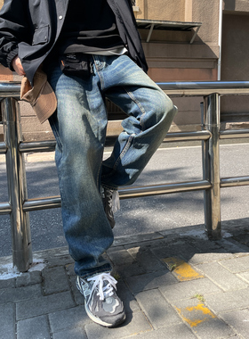 shortfuse复古赤耳牛仔裤重磅宽松休闲基础做旧新款直筒裤男